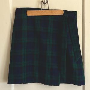 J Crew Wool Plaid Bow Tie Wrap Skirt